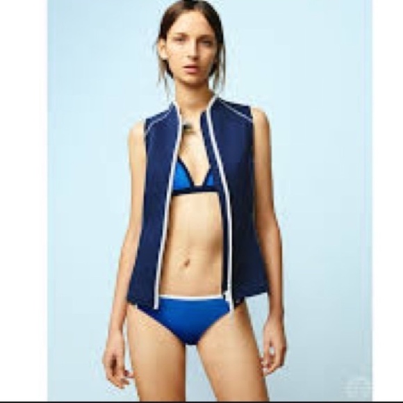 Tory Burch Sport Color Block Bikini Top Cobalt - Picture 2 of 8